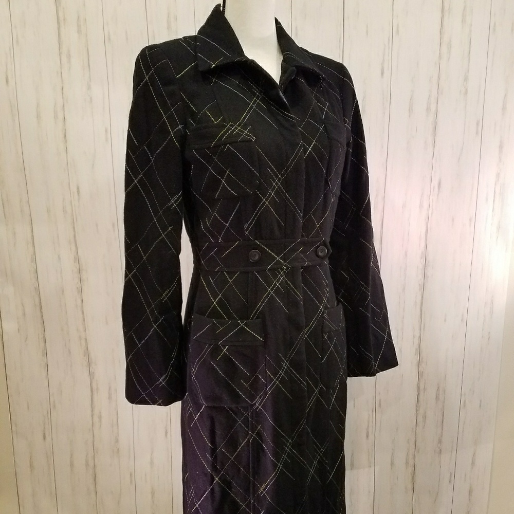 Anthropologie Beth Bowley Stitched Long Wool Coat